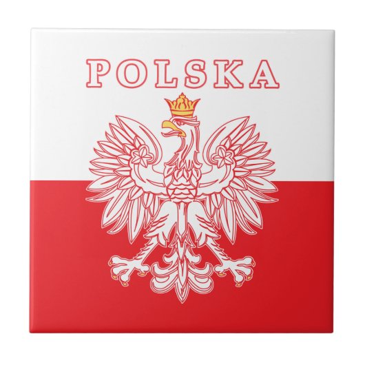 Polska mit rotem Polnischer Adler Fliese (Vorderseite)