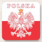 Polska mit rotem Polnischer Adler Getränkeuntersetzer (Vorderseite)