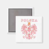 Polska mit rotem Polnischer Adler Magnet (Vorderseite/Rückseite)