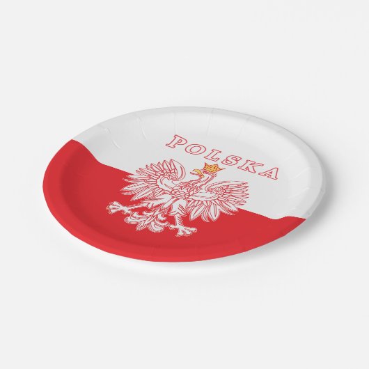 Polska mit rotem Polnischer Adler Pappteller (Schrägansicht)