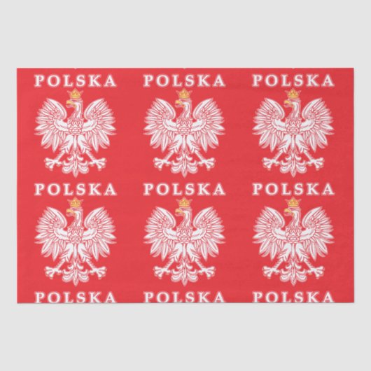 Polska mit rotem Polnischer Adler Seidenpapier (Vorderseite)