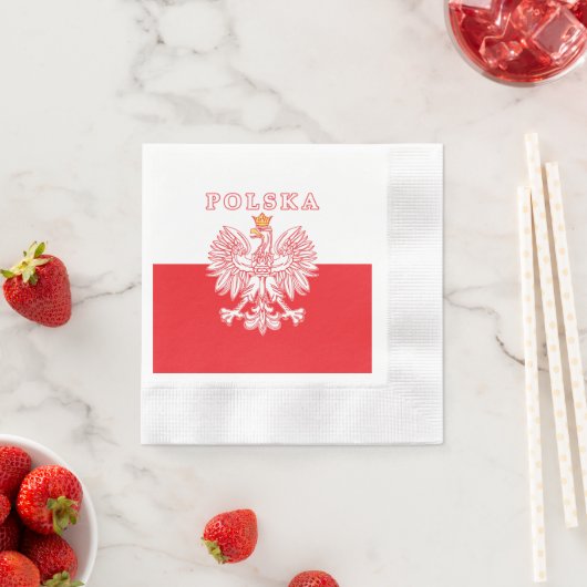 Polska mit rotem Polnischer Adler Serviette (Beispiel)