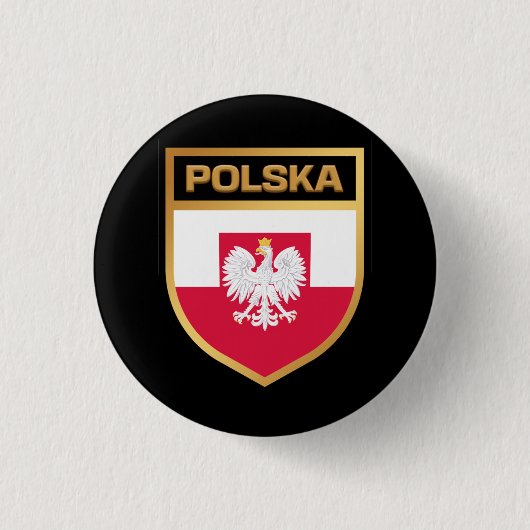 Polska/Polen - Flaggenschild und Emblem Button (Vorderseite)