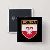 Polska/Polen - Flaggenschild und Emblem Button (Vorne & Hinten)