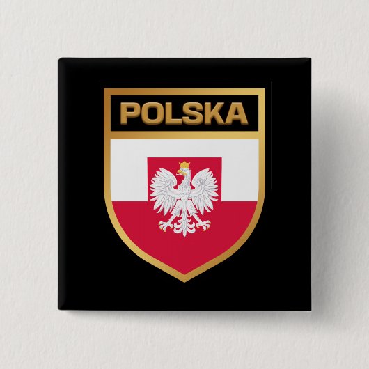 Polska/Polen - Flaggenschild und Emblem Button (Vorderseite)