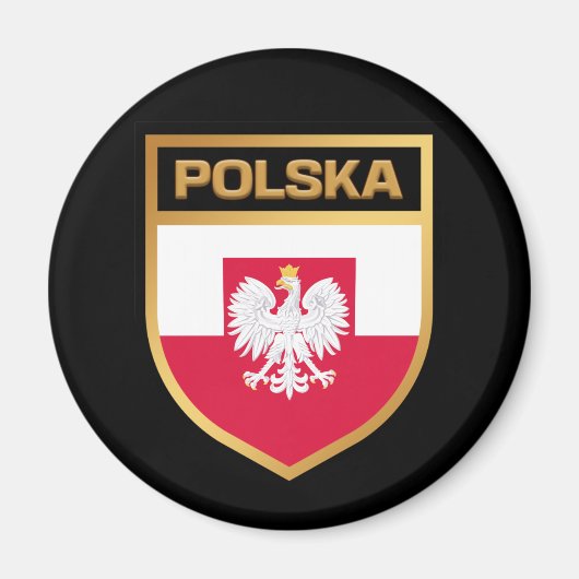 Polska/Polen - Flaggenschild und Emblem Magnet (Vorne)