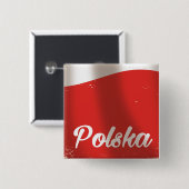 Polska, Polen Vintage Reiseplakat Button (Vorne & Hinten)