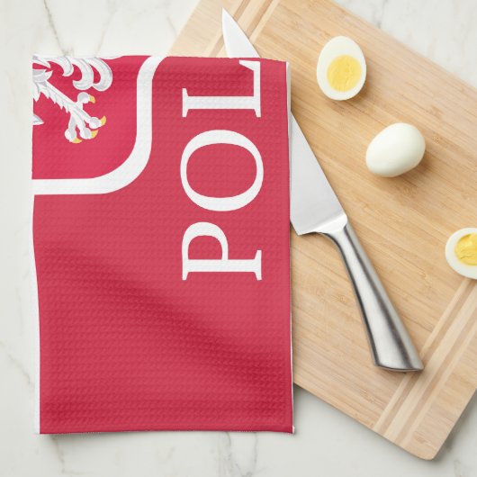 Polska polnisches Flaggen-Wappen MoJo Geschirrtuch (Viertel Falte)