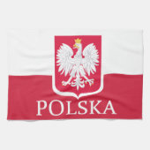 Polska polnisches Flaggen-Wappen MoJo Geschirrtuch (Horizontal)