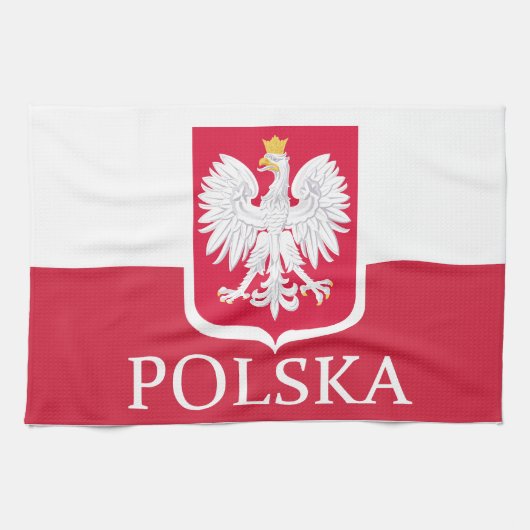 Polska polnisches Flaggen-Wappen MoJo Geschirrtuch (Horizontal)