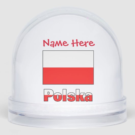 Polska Polska Polska Flag Red Personalisiert Schneekugeln (Vorderseite)