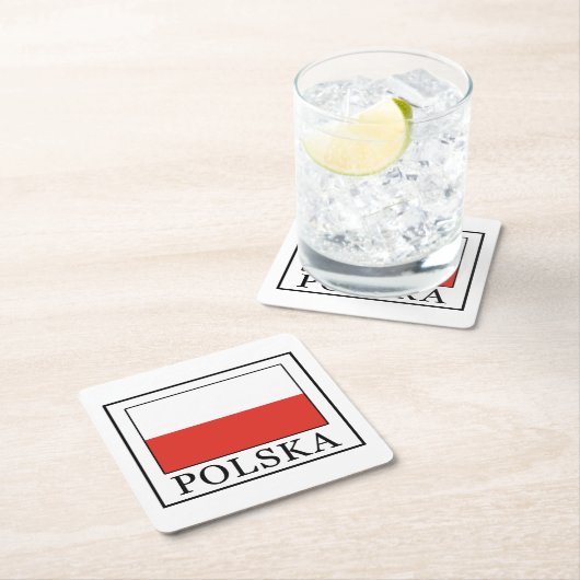 Polska Rechteckiger Pappuntersetzer (Vor Ort)