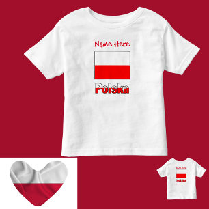 Polska und Polnische Flagge Rot Personalisierung Kleinkind T-shirt