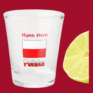 Polska und polnische Flagge Rot Personalisierung Schnapsglas