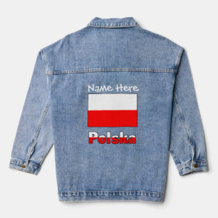 Polska und Polnische Flagge Weiße Personalisierung Jeansjacke
