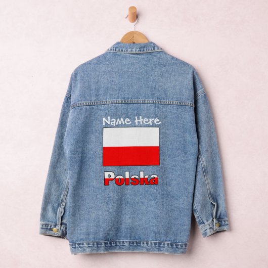 Polska und Polnische Flagge Weißer Personalisierun Jeansjacke (Hangar)