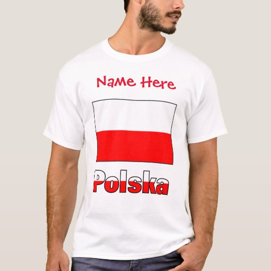Polska und Polnischer Flaggen - Rote Personalisier T-Shirt (Vorderseite)