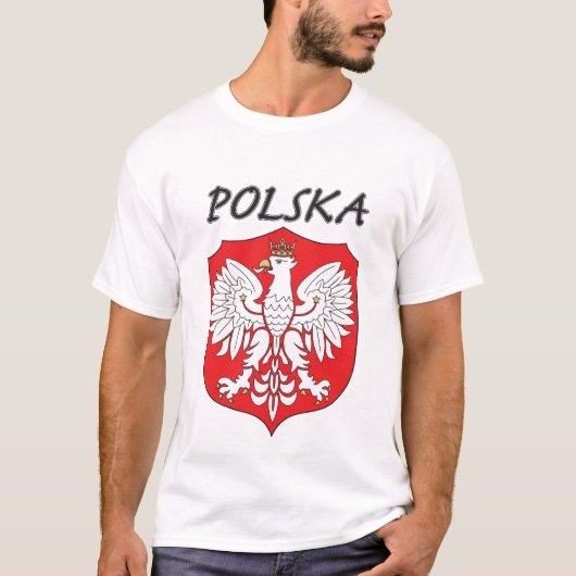 Polska weißes Eagle auf Schild T-Shirt (Vorderseite)