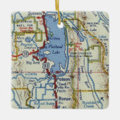 Polson MT Vintag Map Keramikornament (Vorderseite)