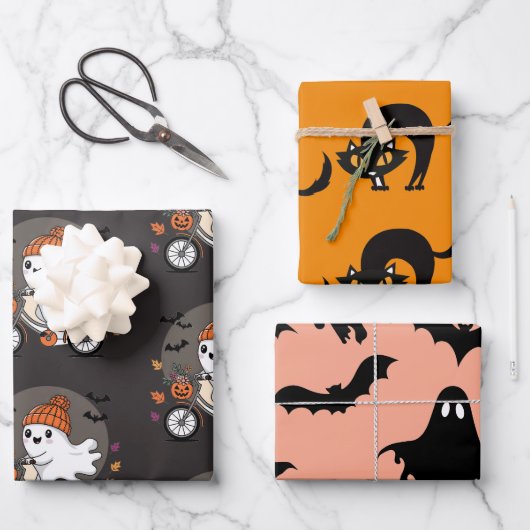 Polster-Halloween-Wrapping Paper Flat Sheet-3-Set Geschenkpapier Set (Vorderseite)