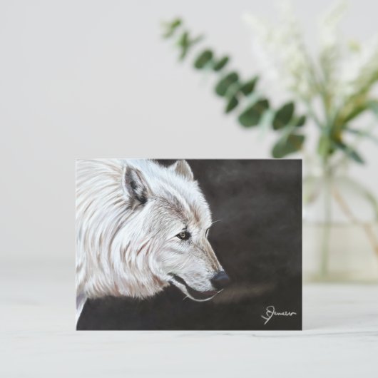 Polster Wolf Postcard Print Postkarte (Stehend Vorderseite)