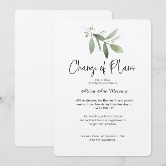 Polterabend-Änderung der Pläne Einladung (Vorne/Hinten)