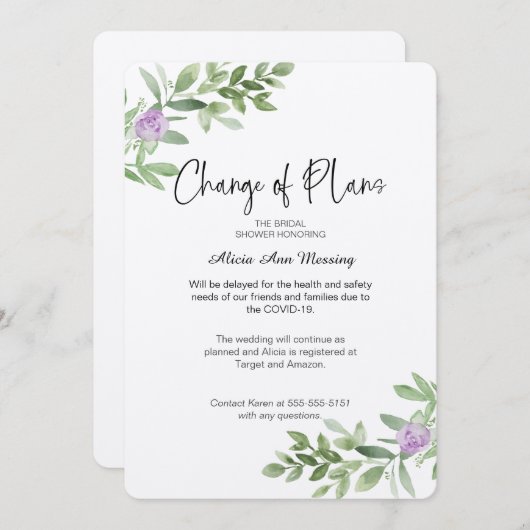 Polterabend - Änderung der Pläne Einladung (Vorne/Hinten)