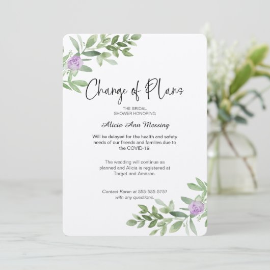 Polterabend - Änderung der Pläne Einladung (Stehend Vorderseite)