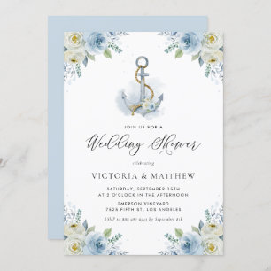 Polterabend Aquarellanker und Blume Blumen Einladung