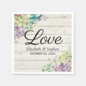 Polterabend Aquarellsukkulturen Rustikales Holz Serviette (Vorderseite)