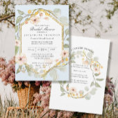 Polterabend Blauer Blume Rose Wasserfarbe Einladung