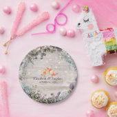 Polterabend Blumenstrauß und rustikales Holz Pappteller (Party)