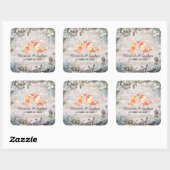 Polterabend Blumenstrauß und rustikales Holz Quadratischer Aufkleber (Blatt)