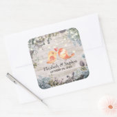 Polterabend Blumenstrauß und rustikales Holz Quadratischer Aufkleber (Umschlag)