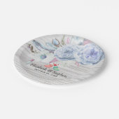 Polterabend Boho Blume & Feathers Rustikales Holz Pappteller (Schrägansicht)