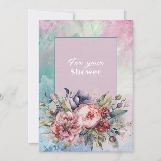 Polterabend Bouquet mit rosa, violetten Blumen Mitteilungskarte (Vorderseite)