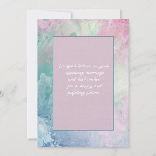 Polterabend Bouquet mit rosa, violetten Blumen Mitteilungskarte (Rückseite)