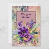 Polterabend Bouquet mit violetten Blumen Mitteilungskarte (Vorderseite)