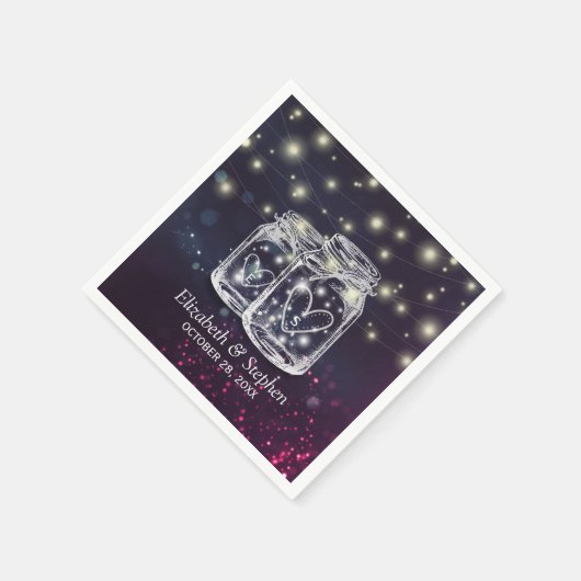 Polterabend Chic Mason Jar Lila String Lights Serviette (Ecke)