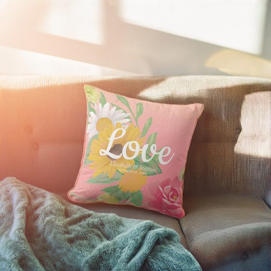 Polterabend Chic Rose Blume Pink Gold Glitzer Kissen