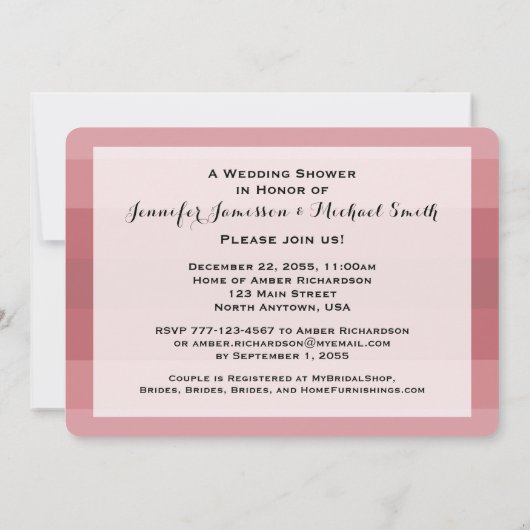 Polterabend Dusty Rose Streifen Einladung (Rückseite)