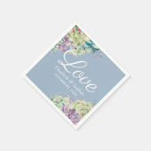 Polterabend Elegante Wasserfarben Sukkulente Pflan Serviette (Ecke)