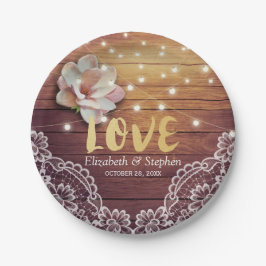 Polterabend Floral String Lights Holzosen Deko Pappteller