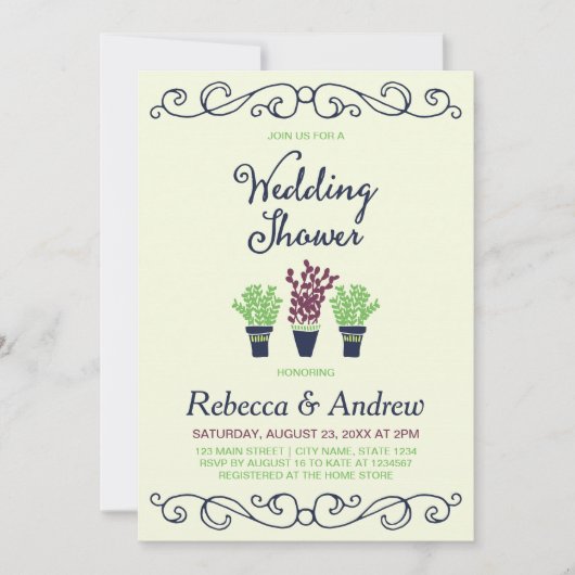 Polterabend für grün gepunktete Pflanze Einladung (Vorderseite)