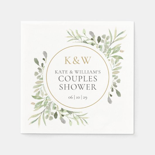 Polterabend für Monogram Grünpaare Serviette (Vorderseite)