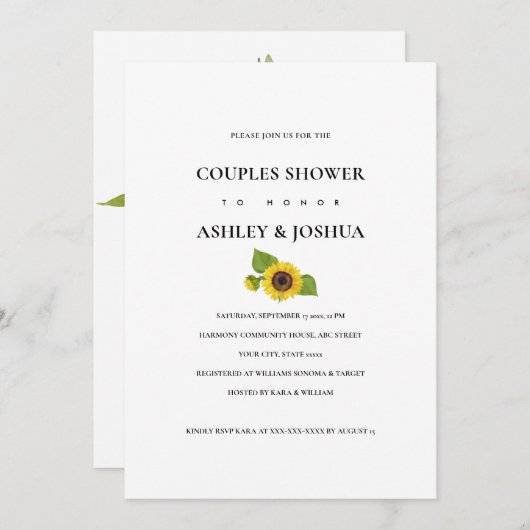 Polterabend für Sonnenblumencluster Einladung (Vorne/Hinten)