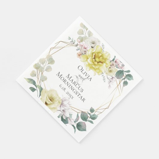 Polterabend | Gelbe Blume Serviette (Ecke)