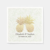 Polterabend Gold Foil Ananas Damask Paper Serviette (Vorderseite)