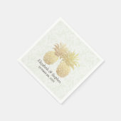Polterabend Gold Foil Ananas Damask Paper Serviette (Ecke)