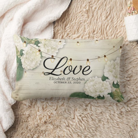 Polterabend Hydrangea Blume String Lights Holz Lendenkissen (Decke)